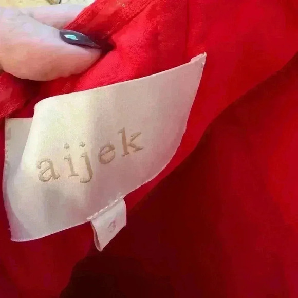 Anthropologie- Bright red aijek strapless jumpsuit - Picture 3 of 4